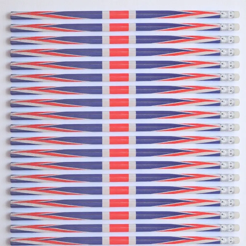 

60Pcs Colored Pattern Wooden Pencils England Flag Multi-Use Writing Pencils Sketching Painting Office School Supplies