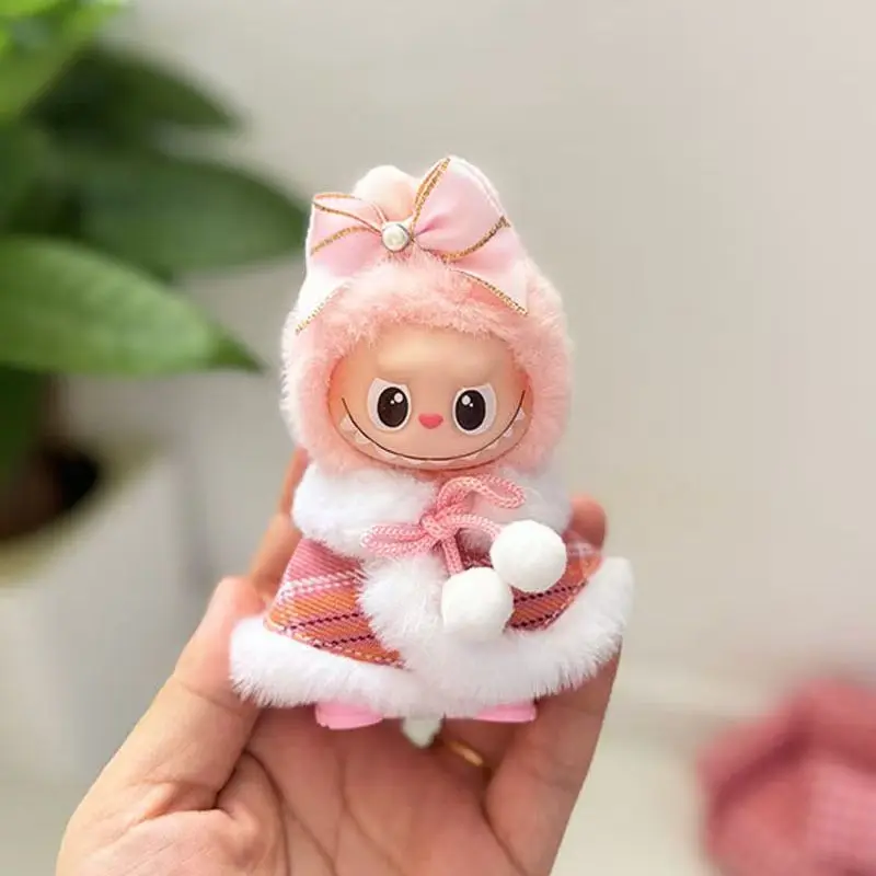 

Для версии V4, одежда для куклы Labubu, шаль, розовая сетчатая накидка, милое пальто для куклы Labubu для куклы Labubu Mini 4,0