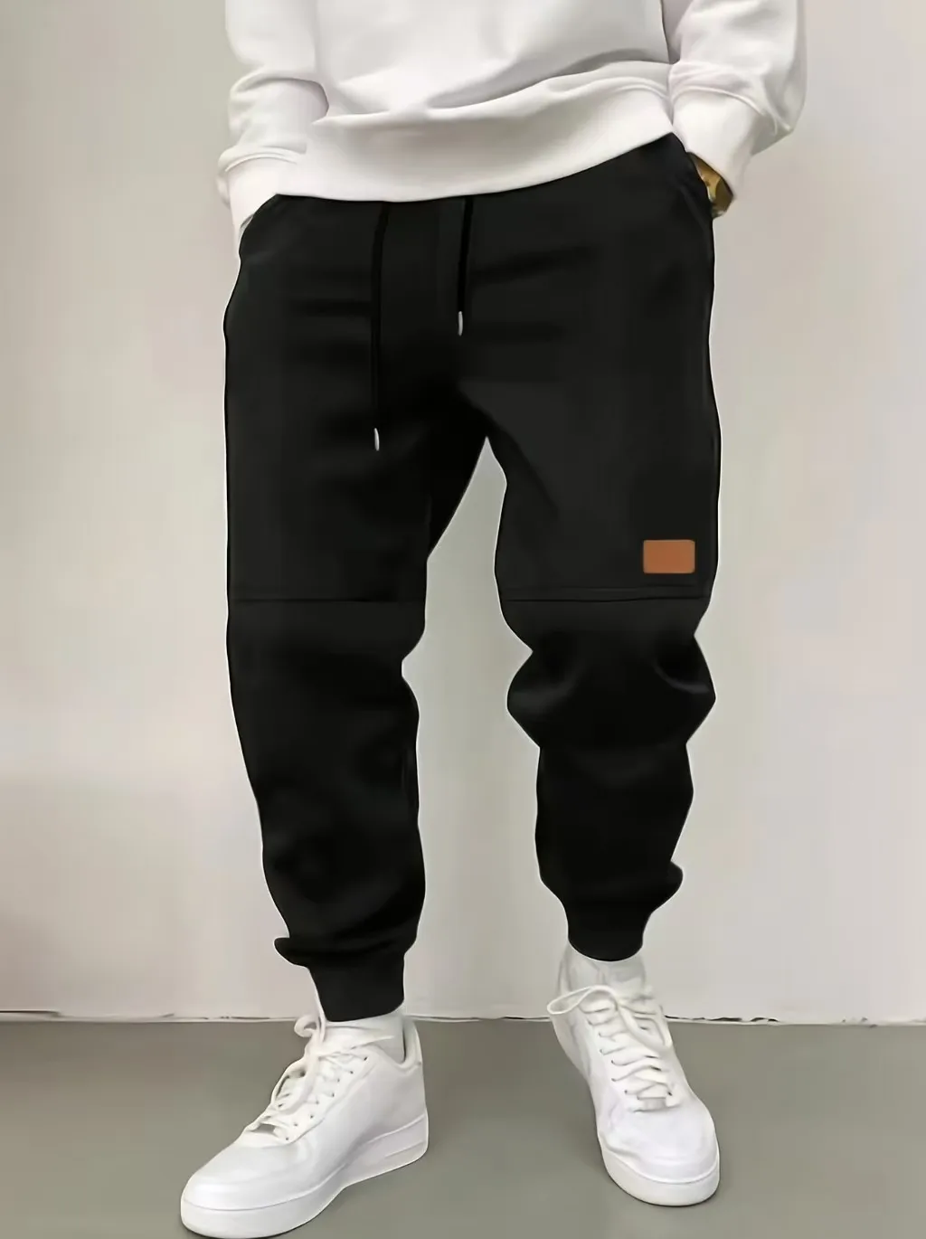 Pantaloni sportivi da uomo, pantaloni di lana primaverili e autunnali, pantaloni sportivi, pantaloni casual con tasca con coulisse, pantaloni sportivi da uomo