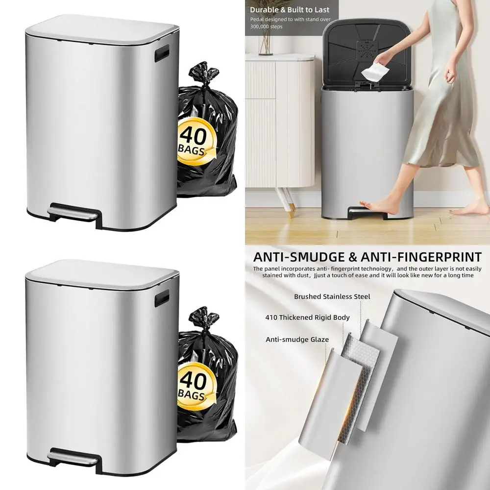 

Heavy-Duty 16 Gallon Step Trash Can with Removable Bucket for Kitchen and Office Use