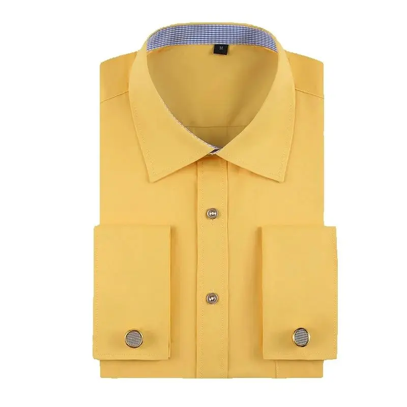

Men's Classic French Cuff Dress Shirt with Spread Collar Long Sleeve Business Formal Wedding Tuxedo Party Cufflink Shirts