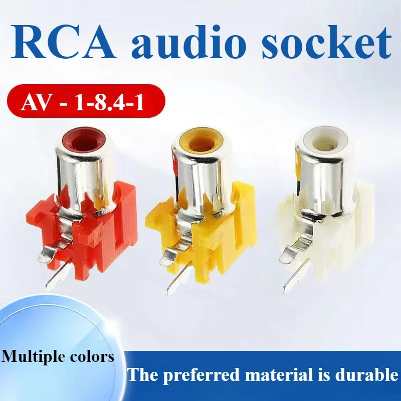 10pcsRCA Socket 2-pin AV Same Core Socket PCB Welded Audio And Video Lotus Base Av1-8.4-1