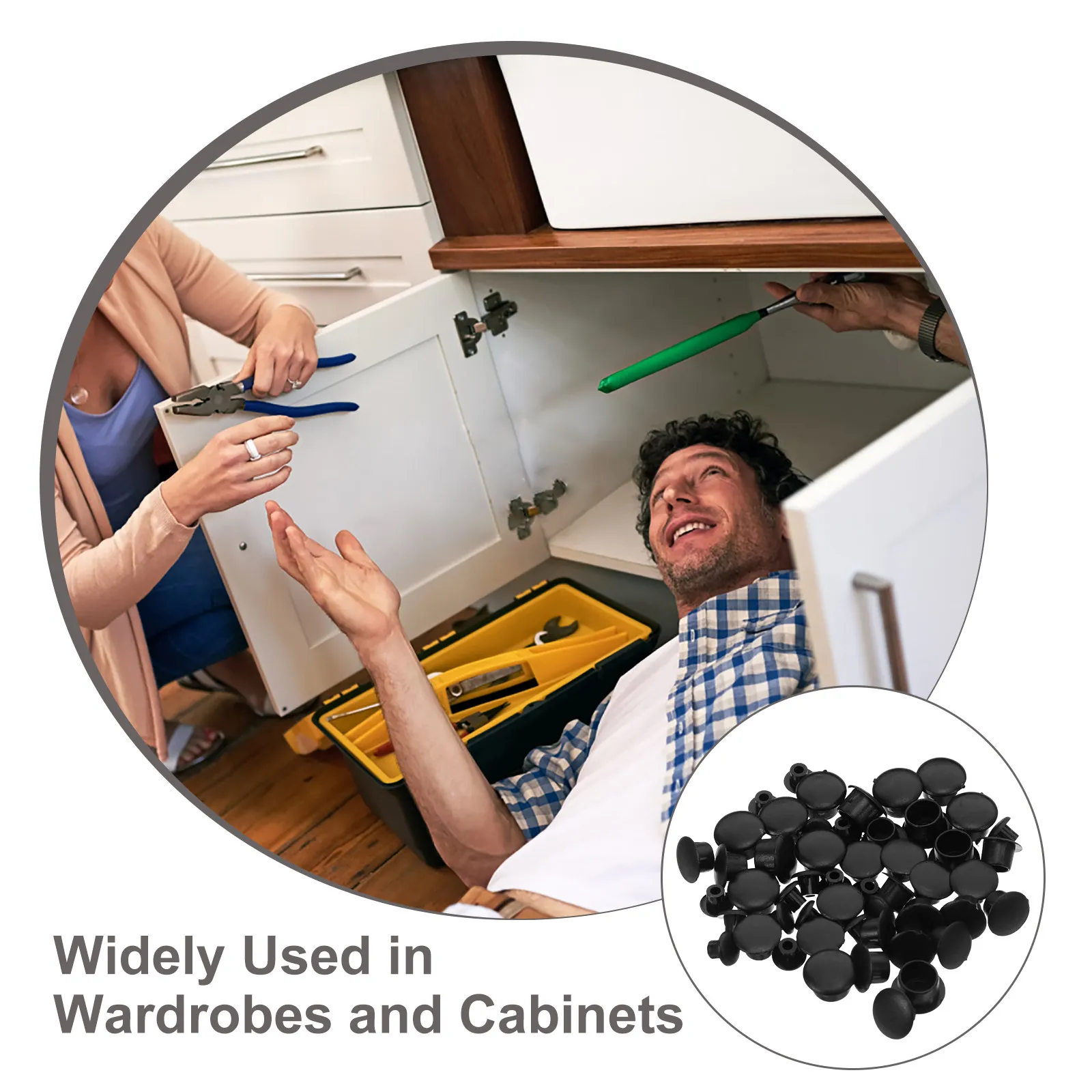 200pcs Plastic Hole Plugs Button Drilling Cover Furniture Plastic Inserts Caps For Cabinet & Shelves Screw Hole Insert End Cap - view 2