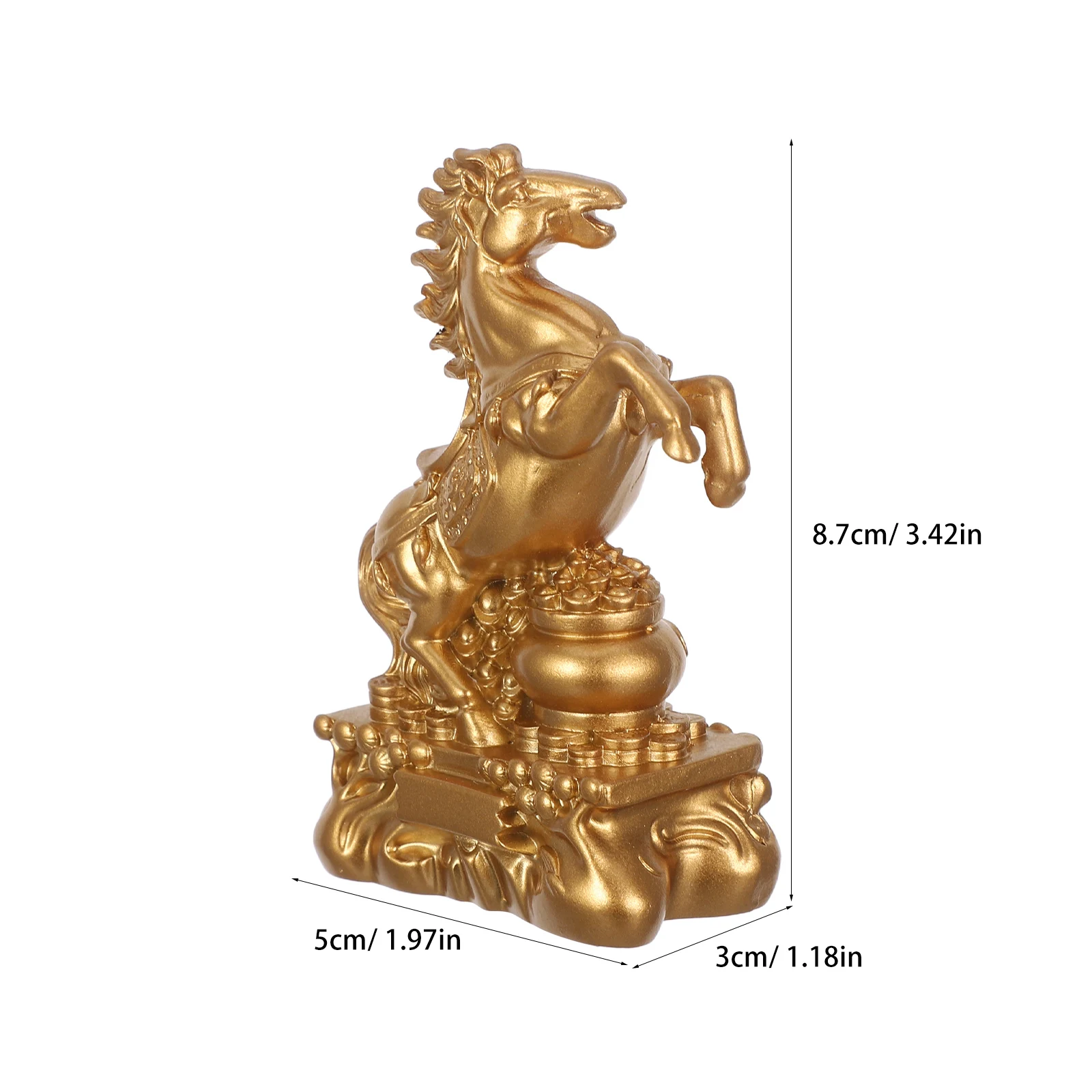 Resin Statue 2026 Year Of The Horse Feng Shui Zodiac Animal Sculpture Fortune Wealth Ornament For Desktop Bookshelf Decorative