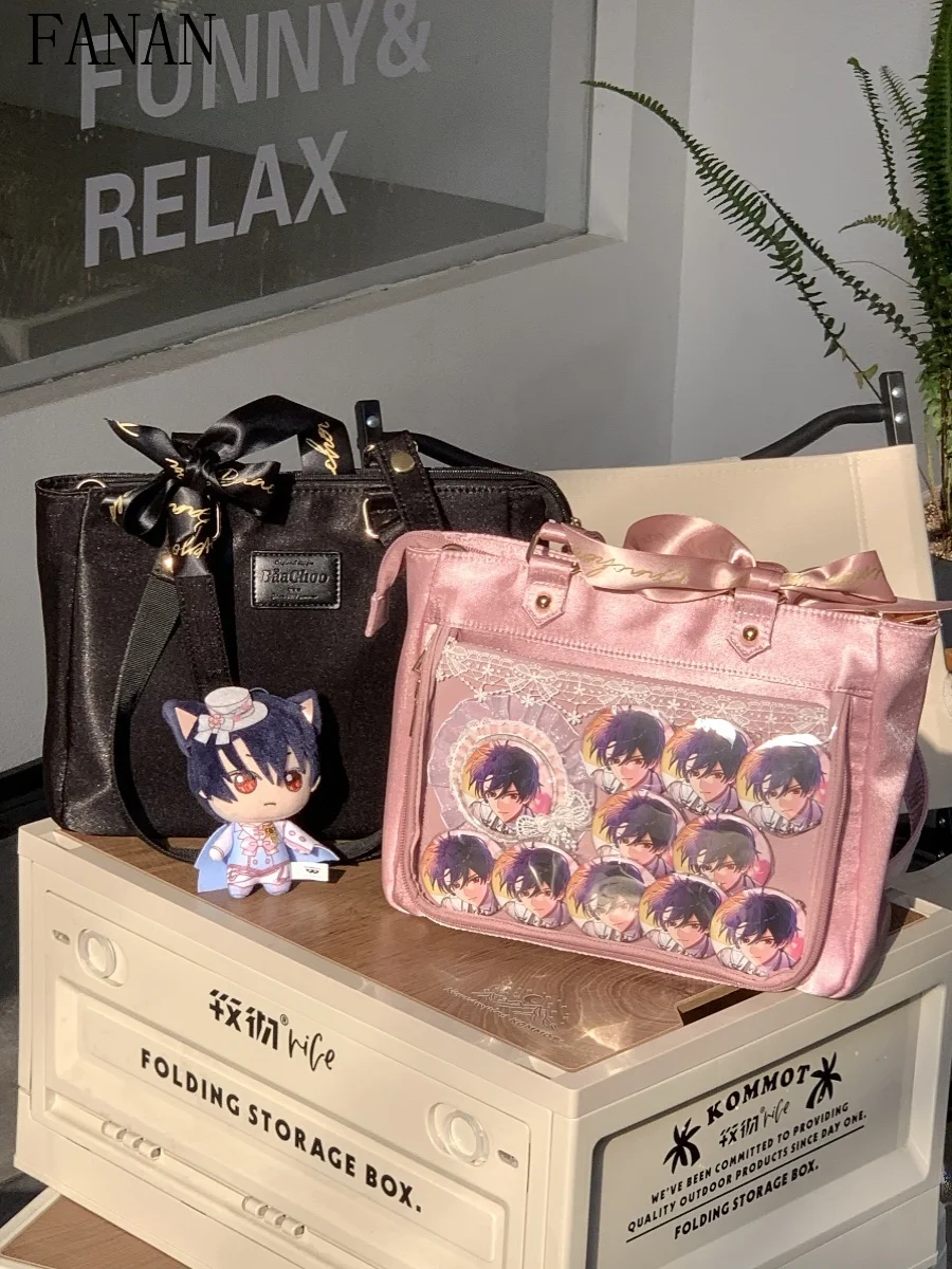 

Sweet Cute Women's Handbags Ribbon Commuter Satin Tote Bags for Women Single Shoulder Cross Shoulder Bag Femme 2025 New