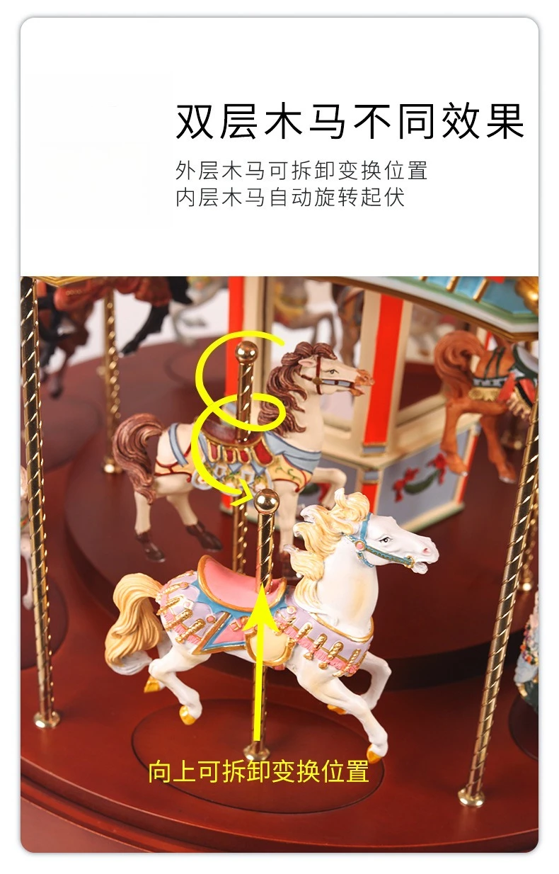 Caja de música de carrusel de gran tamaño Bluetooth, niños creativos, regalo de cumpleaños