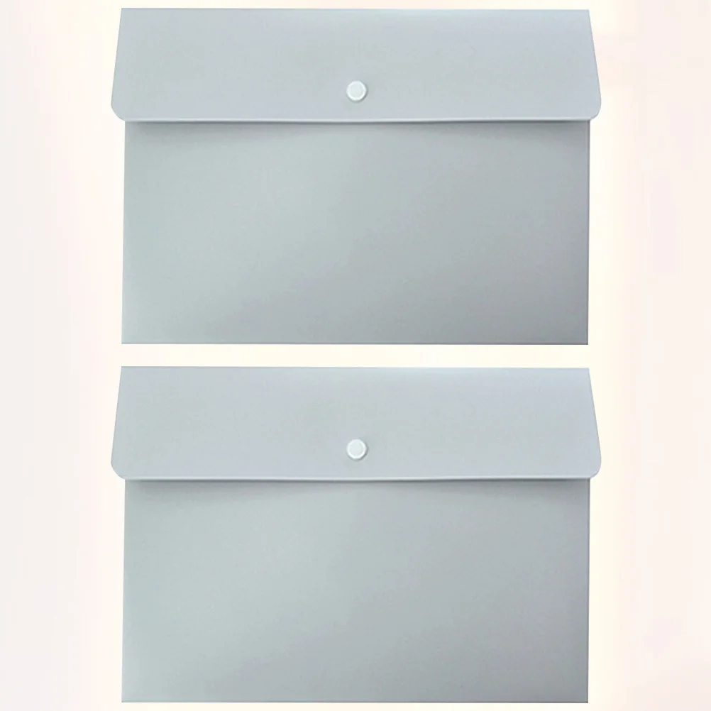2Pcs Press Button File Folder A4 Transparent Waterproof Document Organizer for Office Home File Folder