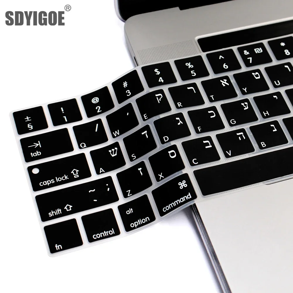 Hebrew Israel  Keyboard Cover for Macbook Pro14 A2442 Air13.6 M2 A2681 Pro13 M1 A2338 A2289 Waterproof Silicone protective film