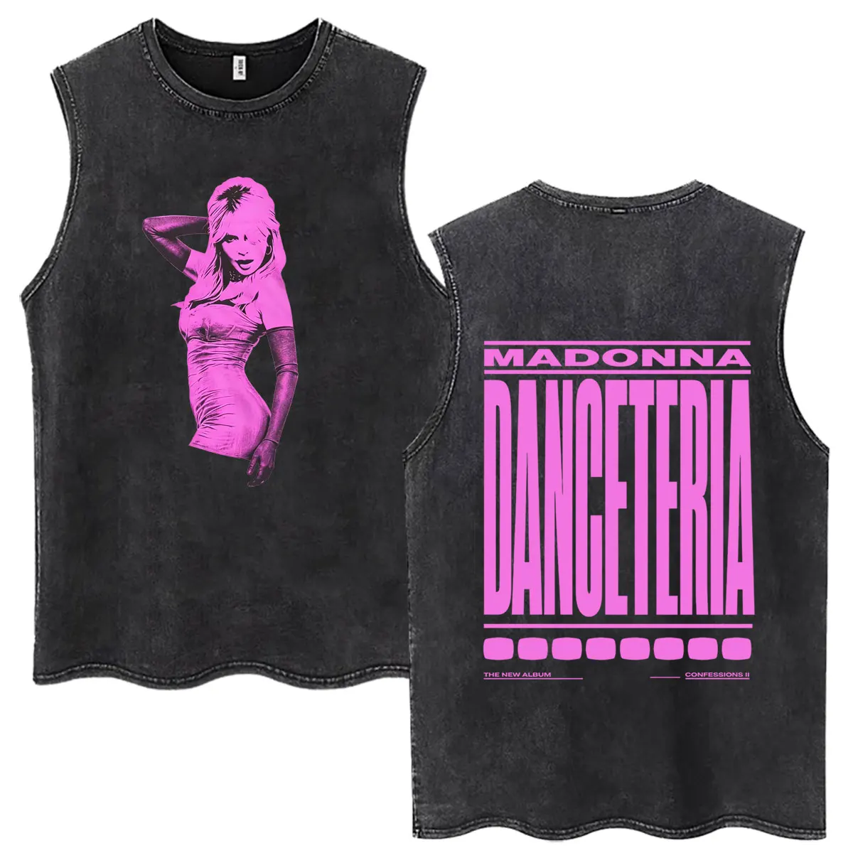 Madonna CONFESSIONS II Album Tour 2026 Print Vintage Washed Vest T-shirt Men Women High Quality Fashion Casual Cotton T-shirts