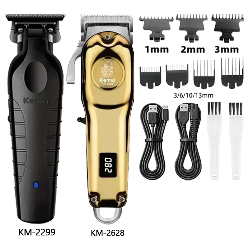 Kemei ماكينة قص الشعر Km-2628 Km-2299 Km-1102 ماكينة حلاقة لقص الشعر ماكينة حلاقة لاسلكية قابلة لإعادة الشحن