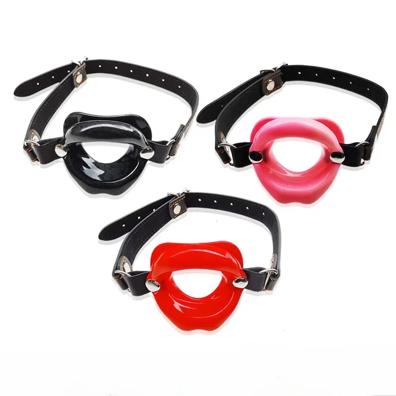 

IKOKY Sex Toys for Couples SM Bondage Open Mouth Gag O Ring Oral Fixation Rubber Lips Adult Product Fetish Restraints Leather