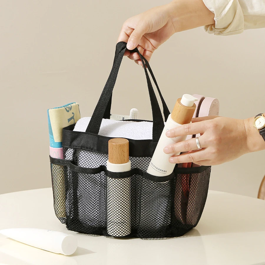 Borsa per il lavaggio nera Stili di modelli multipli Borse portaoggetti in rete di grande capacità Borse da spiaggia Borsa da viaggio per sauna da bagno