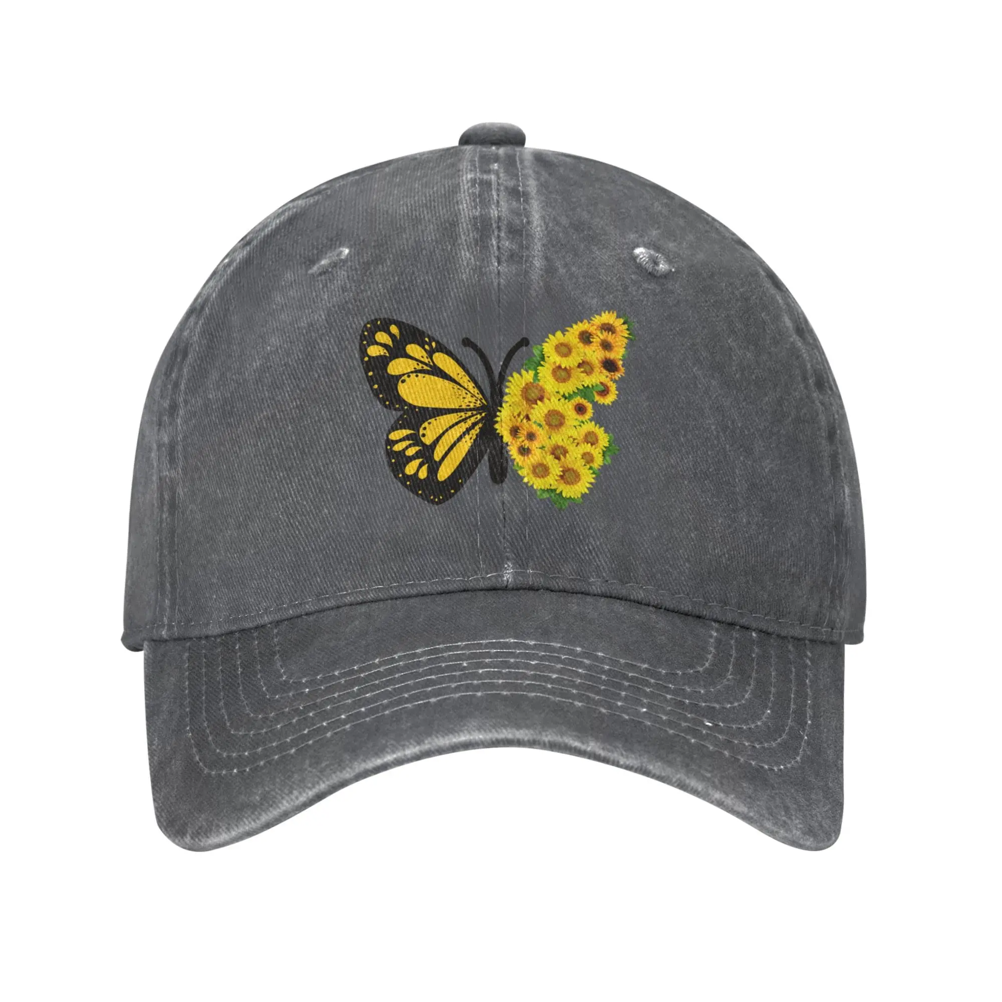 

Sunflower Butterfly Baseball Cap for Men Women Denim Hat Washed Cotton Fashion Cap Unisex Adjustable Outdoor Sports