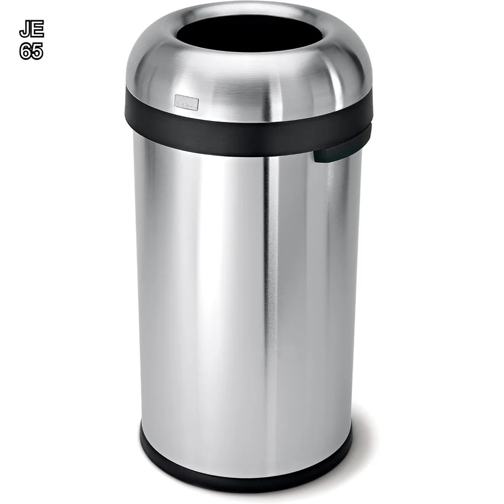 

Коммерческое мусорное ведро из нержавеющей стали на 60 л с открытым верхом, нескользящим основанием и боковыми ручками