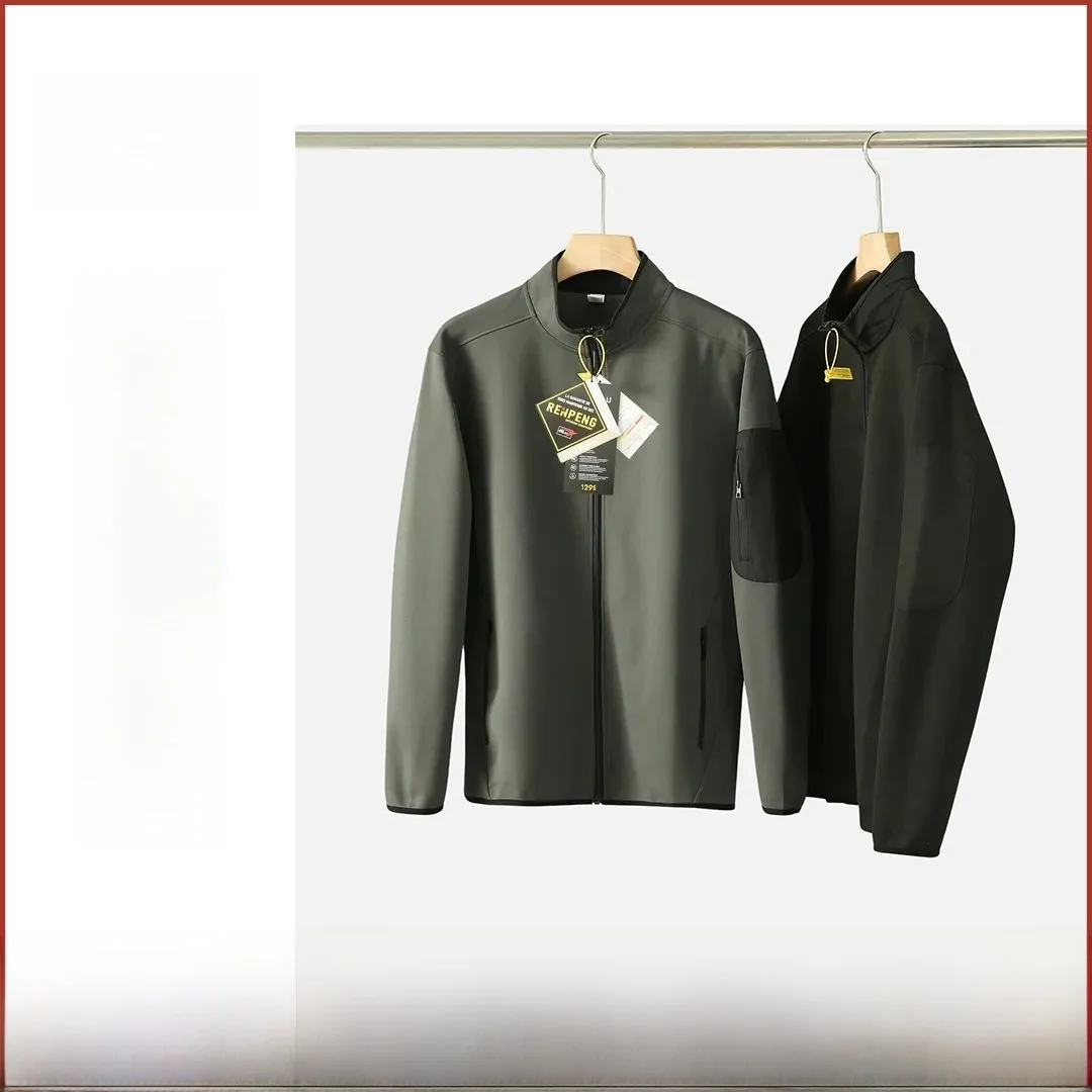 

Outdoor Men's Spor Stand Collar Jaet New Autumn Sle Color Blo Coat Youth ular Stand Fit Long Sve Thiened