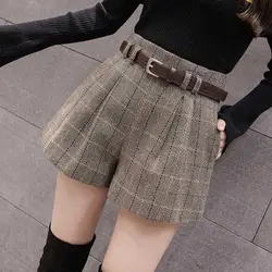 2024 New Wide Leg Fashion Women's Cargo Shorts Casual Streetwear Shorts for Women Shorts Female Warm High Waist Plaid V5