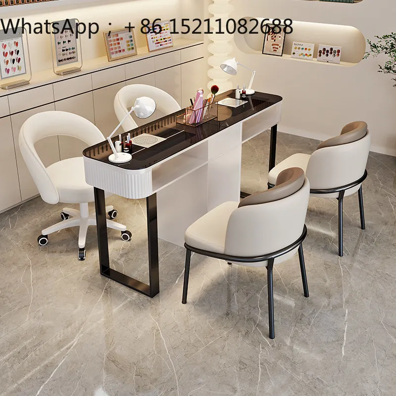 SCY Cream Wind Nail Art Table Single Double with Vacuum Cleaner Hole Multifunctional Premium Small Table