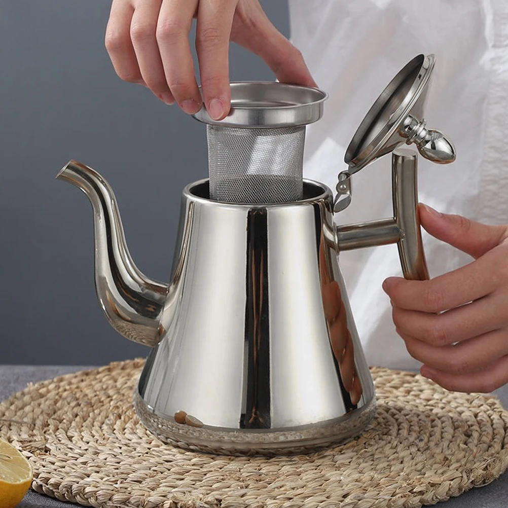 

Stainless Steel Tea Pot Large Capacity With Built-In Strainer For Home Office Kitchen Use Water Kettle Hot Cold