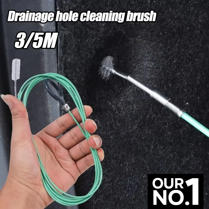 Car Drain Unclogger: 3/5M Sunroof Pipe Cleaning Brush, Multi-Functional Clog Removal Tool  Car Accessories