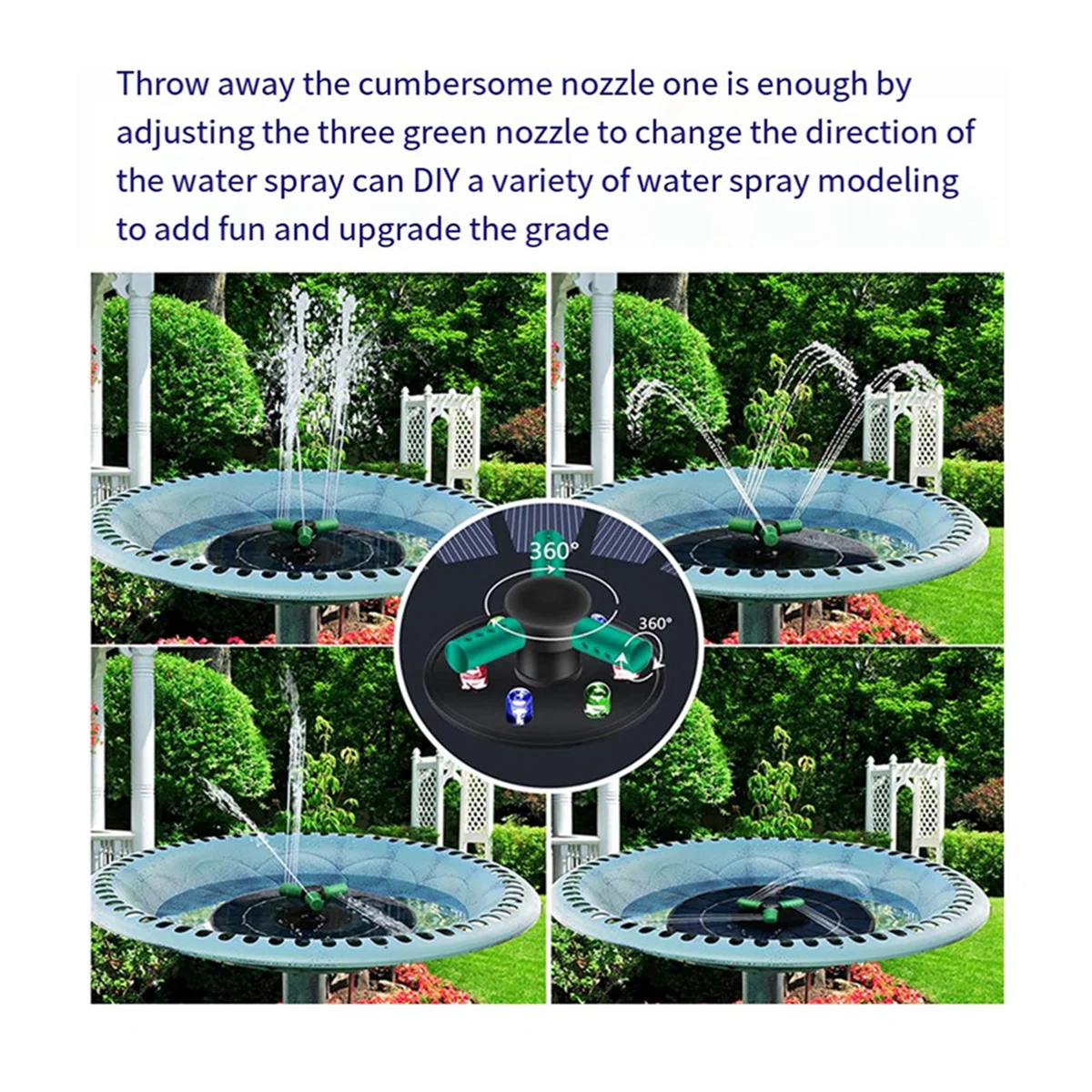 A11I 6W Solar Fountain Pump for Water Feature with Cord,Solar Bird Bath Fountain ,Solar Powered Water Fountain for Bird Bath