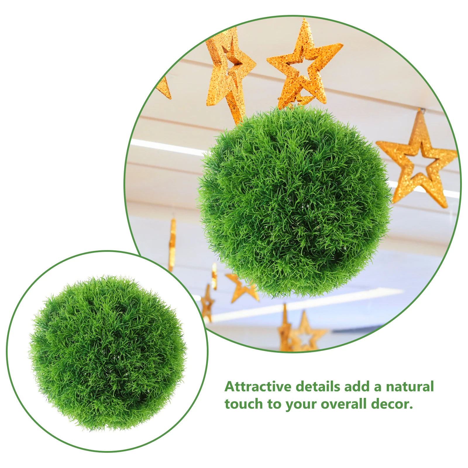 

Artificial Topiary Ball Realistic Hanging Plant Ball Plastic Faux Green Leaf Decorative Ceiling Ornament