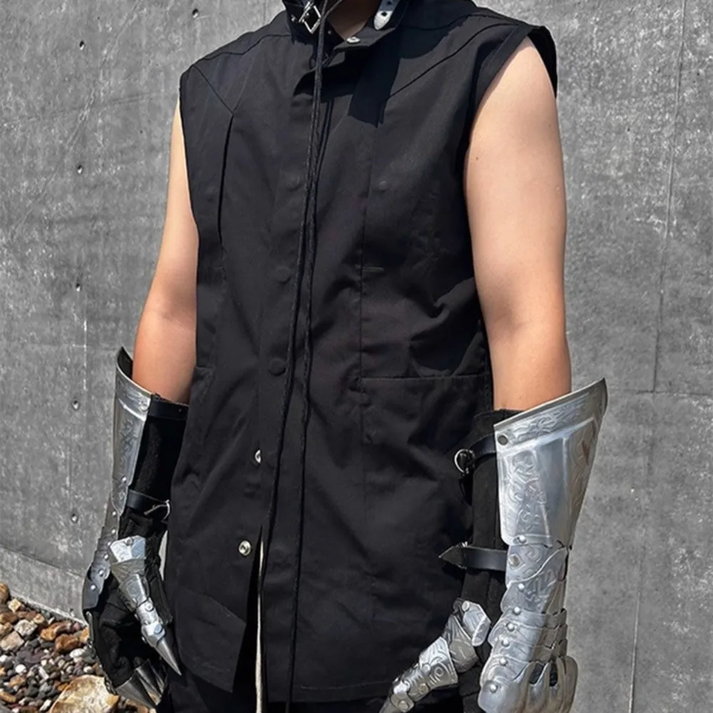 

NIGO Men's Summer Fashion Casual Sleeveless Shirt Four Seasons Black High Street Trend Single-breasted Shirt FHDX #NGTOP12141