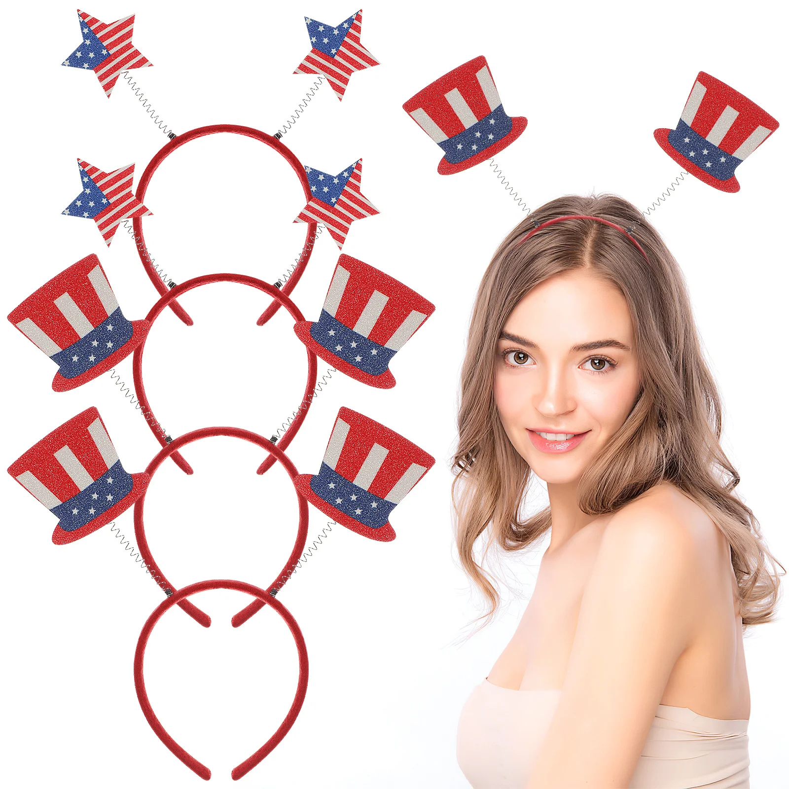 

4Pcs Kids Hair Clasps American Flag Shape Headbands Festival Birthday Party Accessories Children Hair Hoops Festival Headband