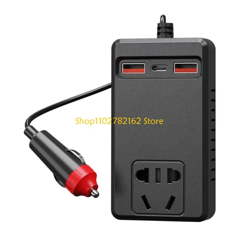 

547B Heavy Duty 150W Auto Power Converter 4 USB Charging Ports Short Circuit For Vehicles Camping Detection Tool