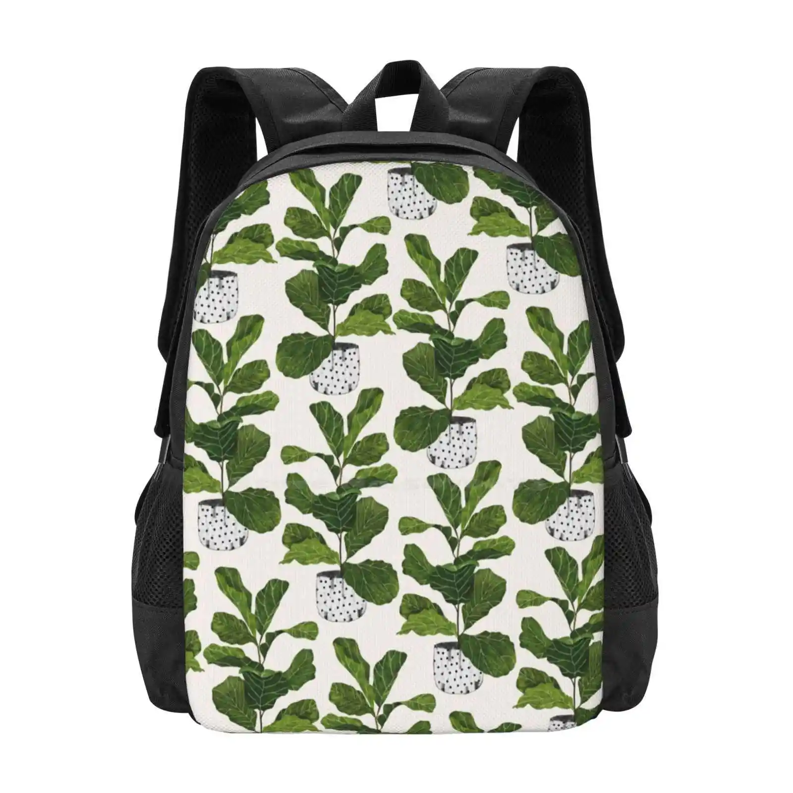 Mochila de diseño con estampado 3D, bolsa de estudiante, hoja de higo, planta de Interior, Ficus, Monstera, maceta