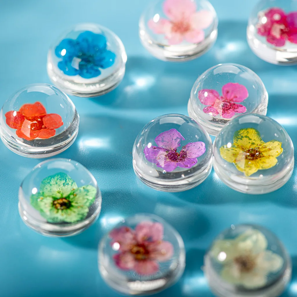 15mm-16mm 5pcs No-Hook Glass Ball And Flowers For DIY Earrings Bracelet Choker Necklace Jewelry Making Beads #IZ213