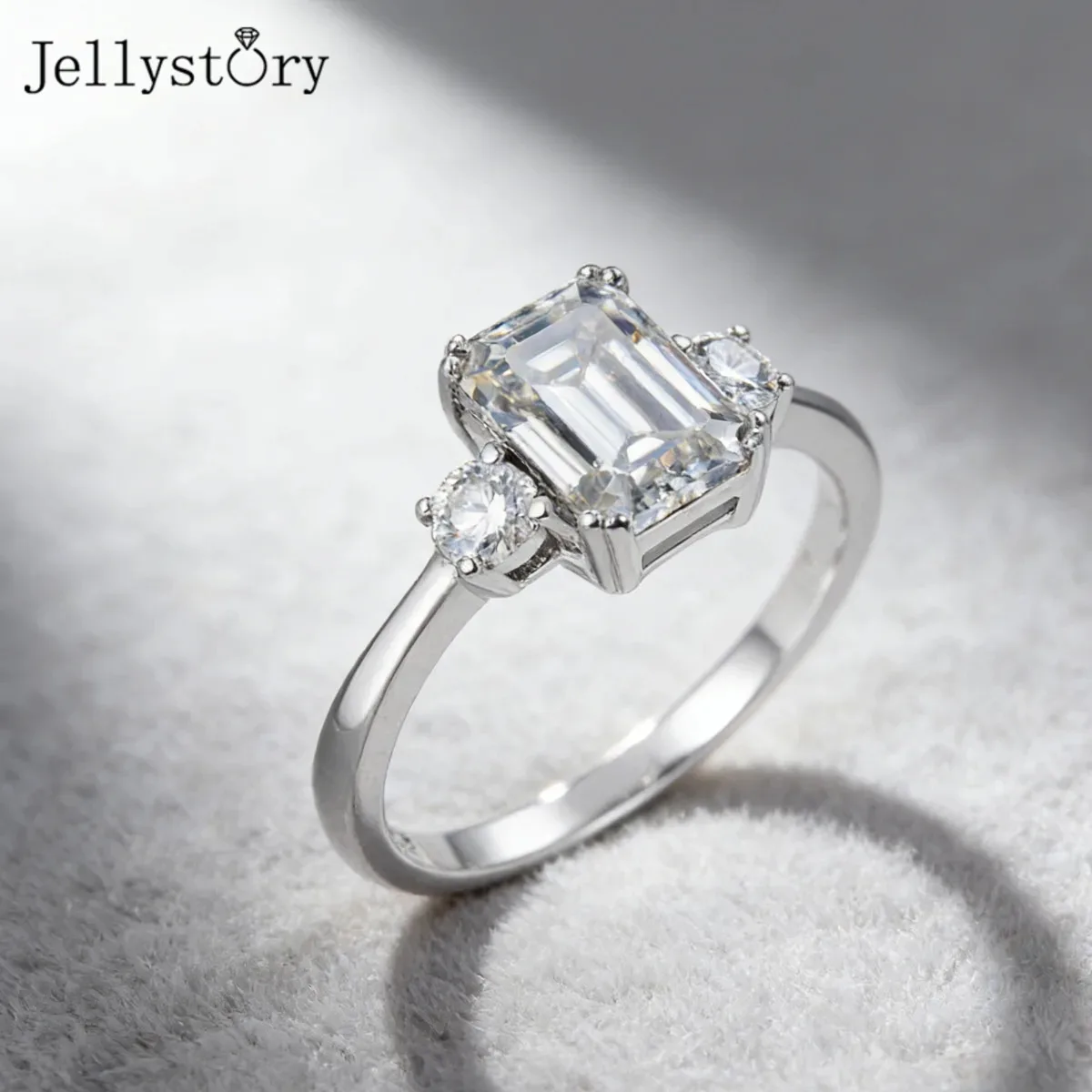 

Кольцо JellyStory с муассанитом и боковыми камнями, серебро S925, полностью инкрустированное, минималистичный дизайн, элегантное украшение для женщин