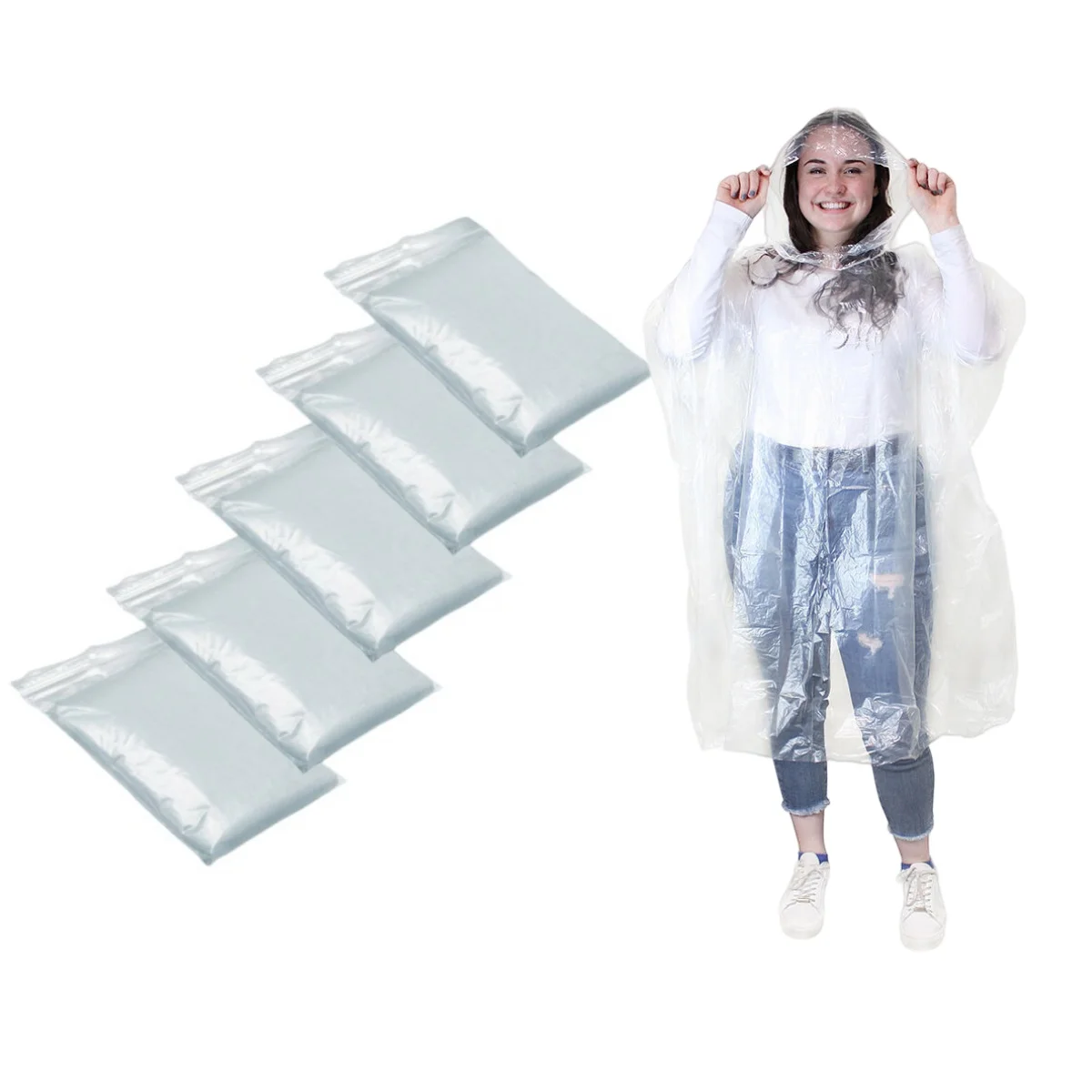 12pcs Disposable Waterproof Raincoat Outdoor Hiking Mountain Travel Emergency Transparent Portable Adult Poncho Rain