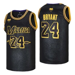 Basketbal Truien Zwart Mamba 24 Bryant Jersey Naaien Borduurwerk Goedkope Hoge Kwaliteit Outdoor Sportkleding Serpentine Stof