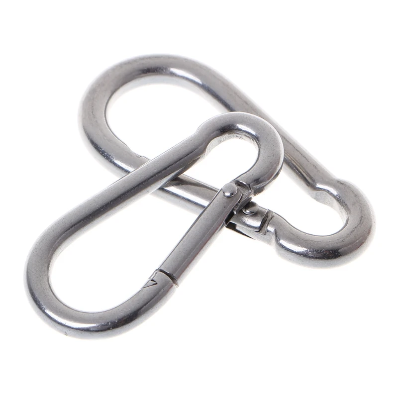 Large D-shape Stainless Steel Carabiner Quick-release Spring Hook Camping Buckle