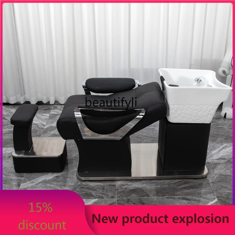 

Lying Half Shampoo Chair Hair Saloon Dedicated Flushing Bed Massage Couch Hair Salon Ceramic Basin