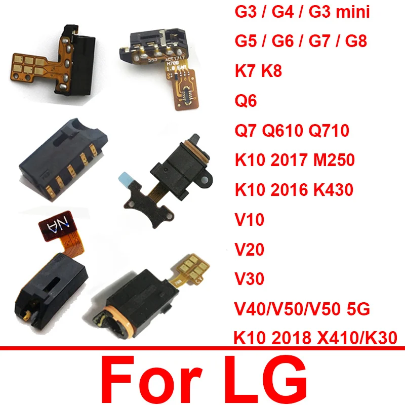 Audio Jack Flex Cable For LG V20 V30 V40 V50 V10 K7 K8 K10 K430 K30 G8 G7 G6 G5 G4 G3 Mini Q7 Q6 Stylo 2 3 4 Plus Earphone Plug