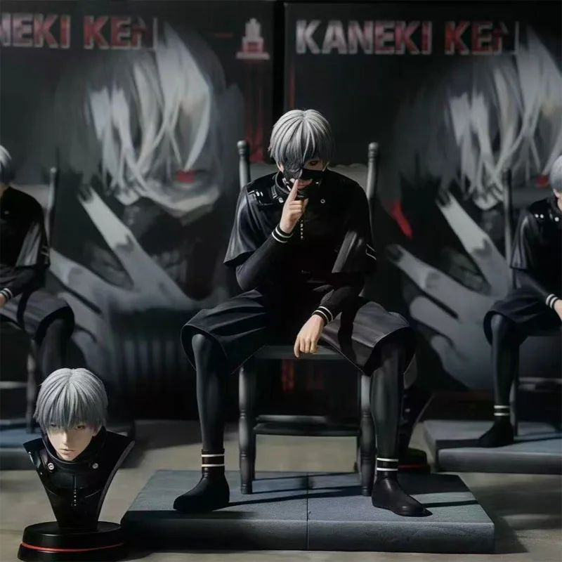 18 centimetri GK Tokyo Ghoul Kaneki Ken Con Sedia BW Seduto Ver Giocattoli Anime Cinese PVC Action Figure Giocattolo Gioco Da Collezione Modello bambola