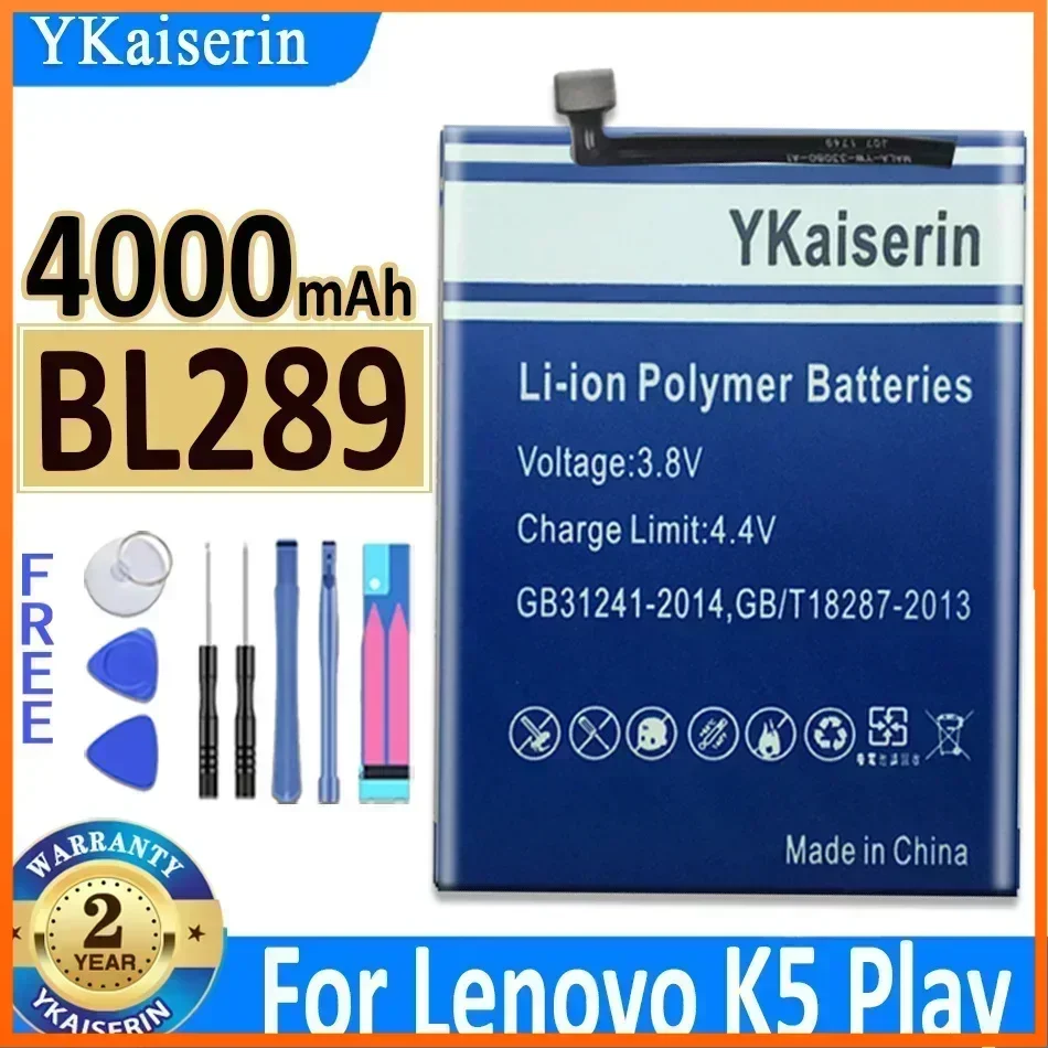 4000mAh New YKaiserin BL289 Battery for Lenovo K5 Play K5Play L38011 Battery High Quality Collection Bateria Warranty 2 Years