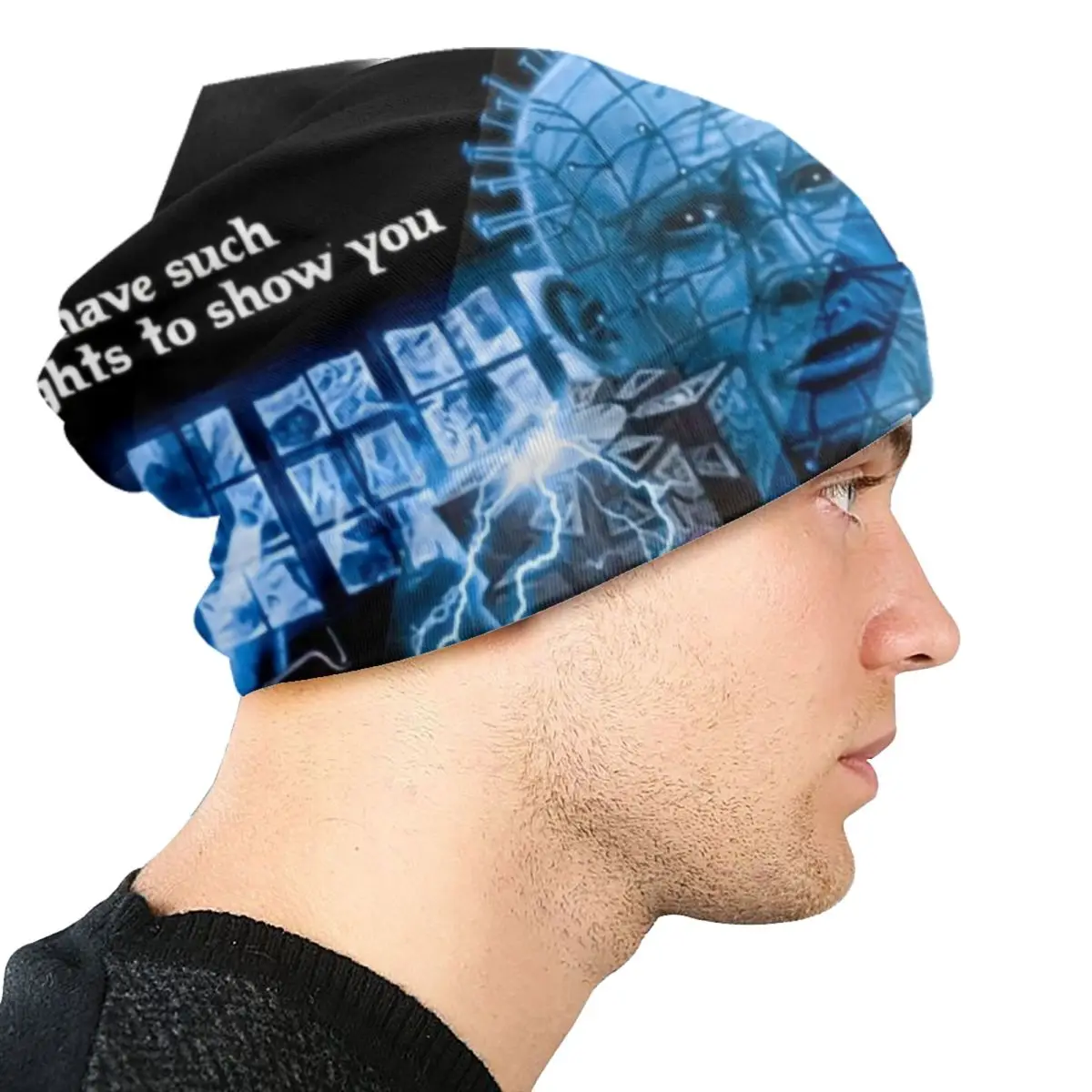 Chapéu Hellraiser de tricô masculino e feminino, gorro, hip hop, outono, inverno, quente, halloween, filme de terror, gorros, bonés