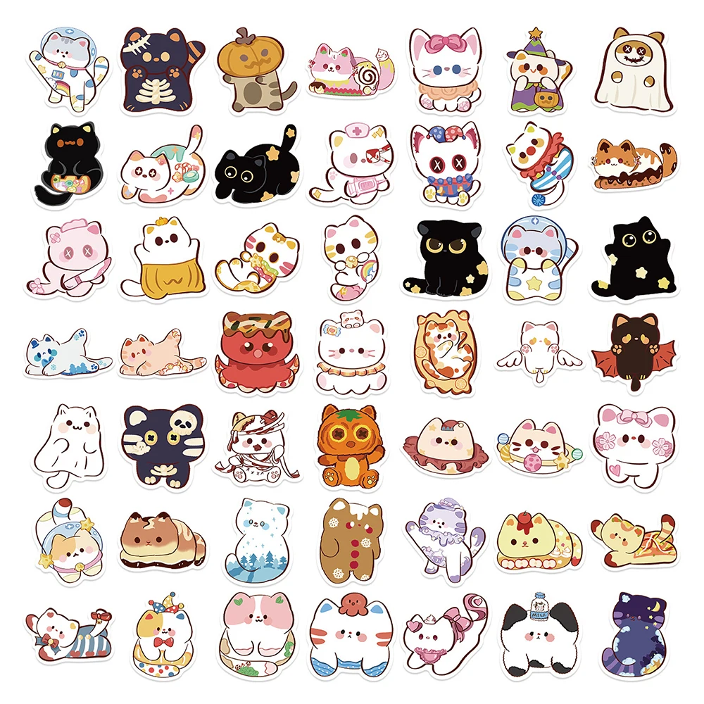 10/30/50pcs Kawaii Cartoon Cat Creative Stickers Waterproof DIY Motorcycle Suitcase Notebook Bike Cute Graffiti Sticker for Gift