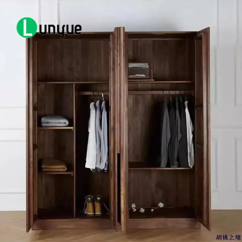 Nordic Japanese Simple All Solid Wood Wardrobe North American Black Walnut Log Large Capacity Bedroom Furniture Storage