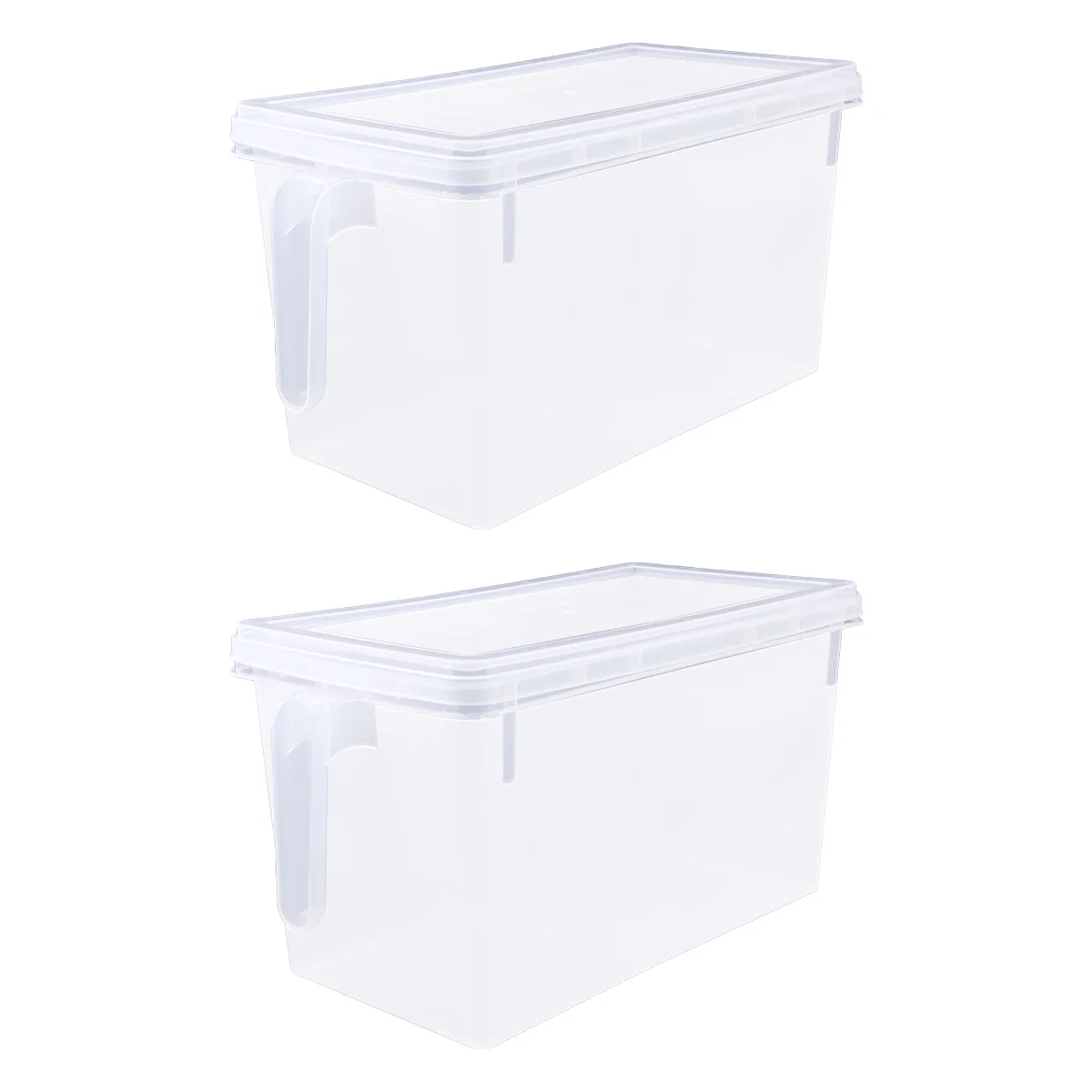 

2Pcs Fridge Organizer Box Transparent Plastic Storage Container Bin Large Volume Handle for Freezer Refrigerator Crisper
