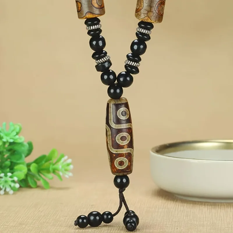 

Fashion Retro Dzi Bead Necklace Pendant, Dzi Bead Agate Bead Necklace