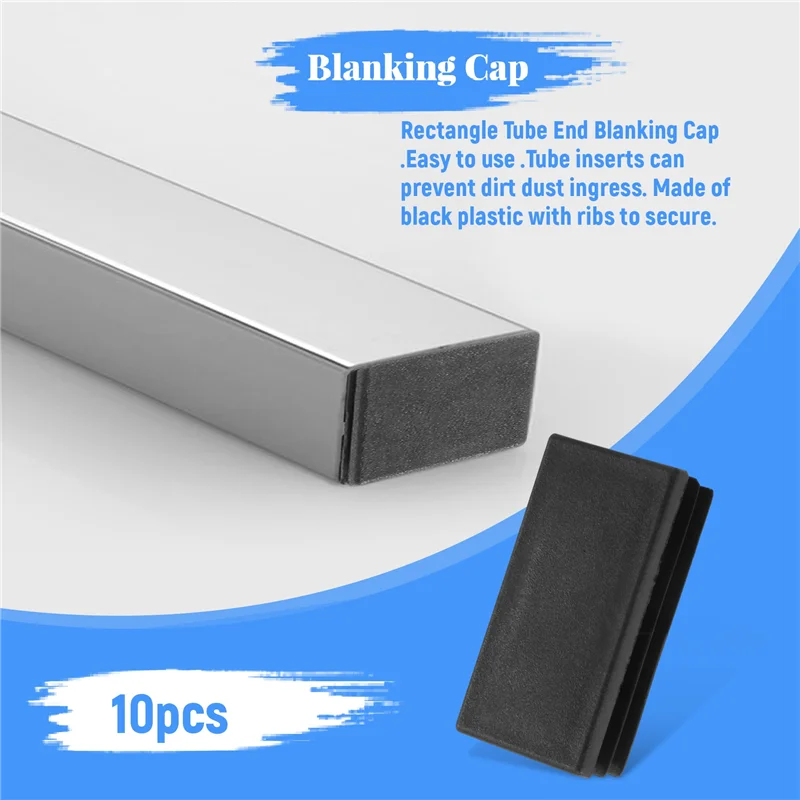

A76K Plastic Rectangle Tube Inserts End Blanking Cap 25X50mm 10 Pcs Black