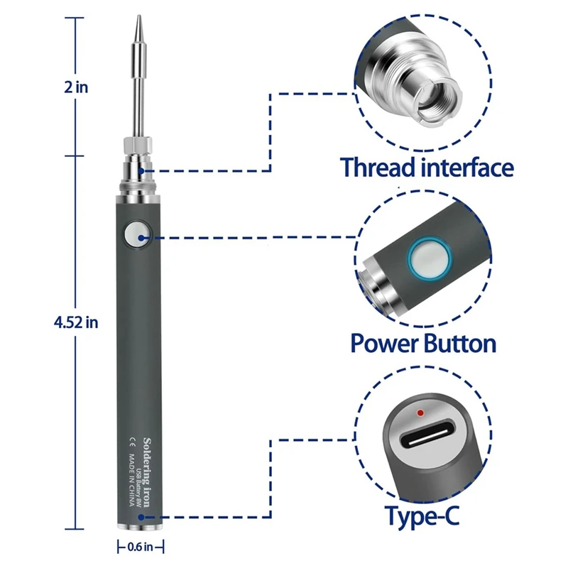 Cordless Soldering Iron Kit Adjustable Temperature Soldering Pen Metal Electronic Welding Tool Pen With 3 Tips