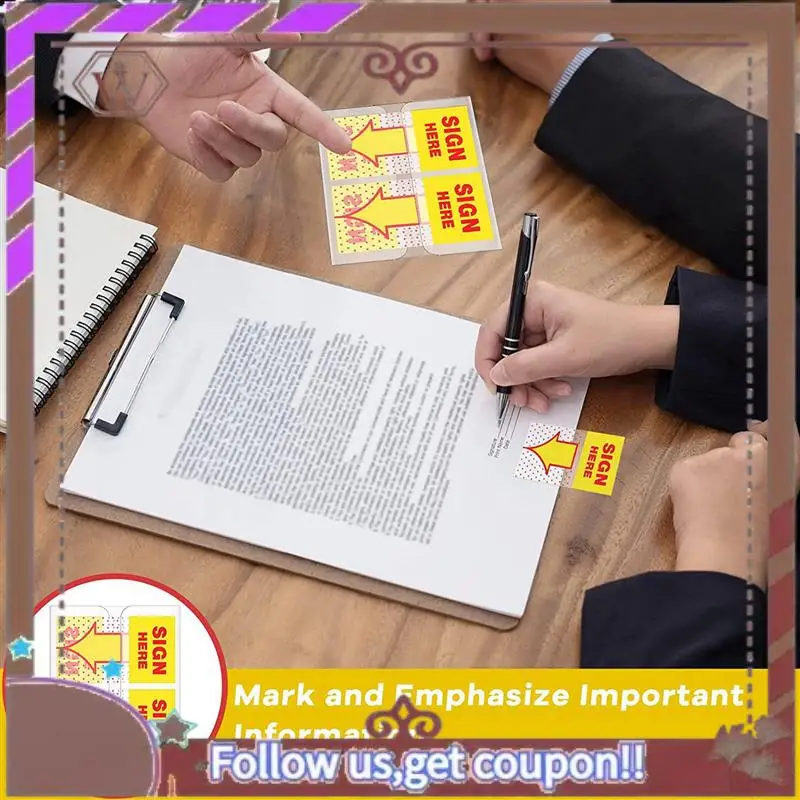 

ABBG-600PCS Sign Here Tabs Sign Here Sign Here Stickers Sign Here Flags With Dispenser Arrows Flag, 1 Inch (Yellow)