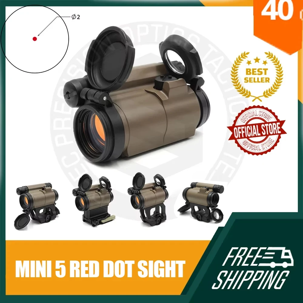 

Mini 5 Red Dot Sight for Hunting Airsoft Full Markings 2MOA Reticle CQB AR Rifle Scope w LRP QD Mount