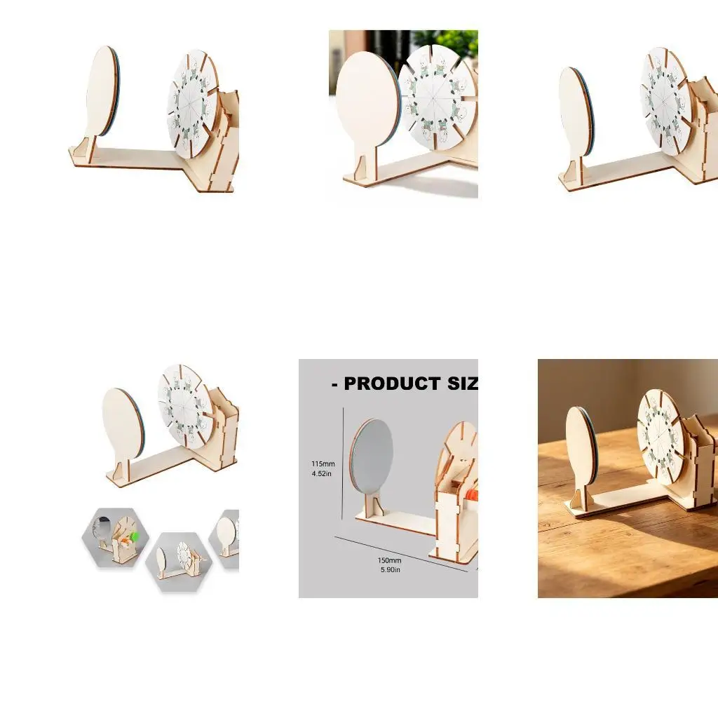 Classroom Animation Demonstrator Manual Wooden Viewer Building Set with Motion Picture Disc Stable Base and Front Observation
