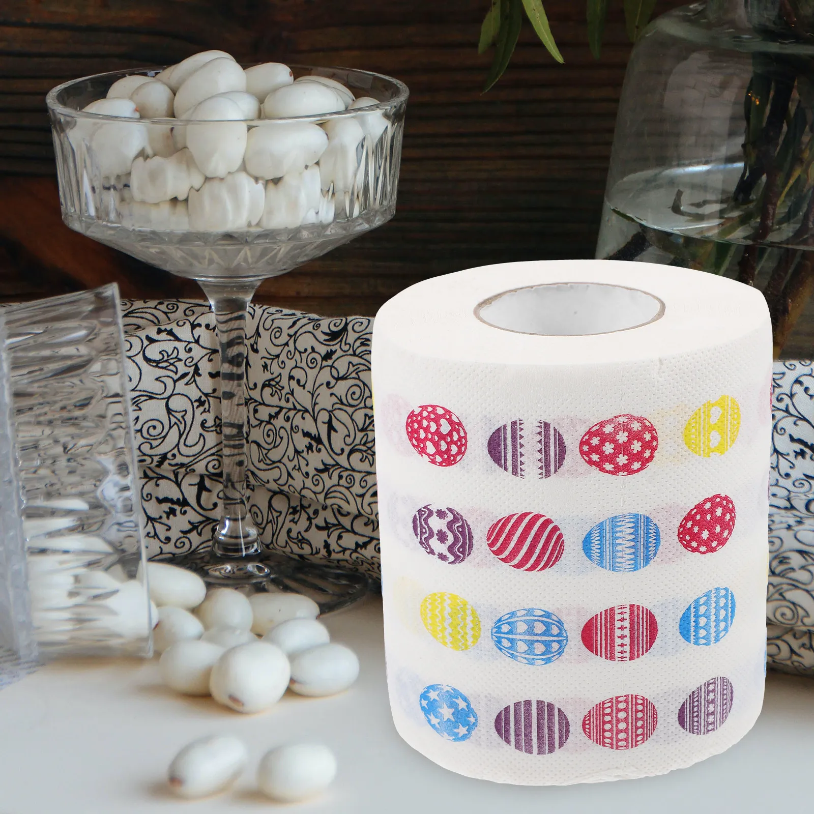 2 Rolls Decorative Easter Printed Toilet Paper Roll Soft Tissue Paper Roll for Bathroom Cleaning Fun Napkin Bathroom Supplies - view 2