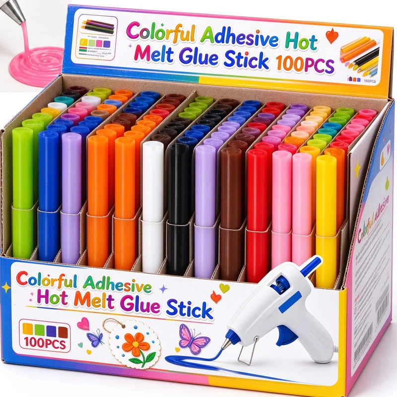 10/100pcs Hot Melt Glue Sticks Strong Colorful Electric Glue Gun Sticks Home DIY Handmade Adhesive Art Craft Repair Kits Tools